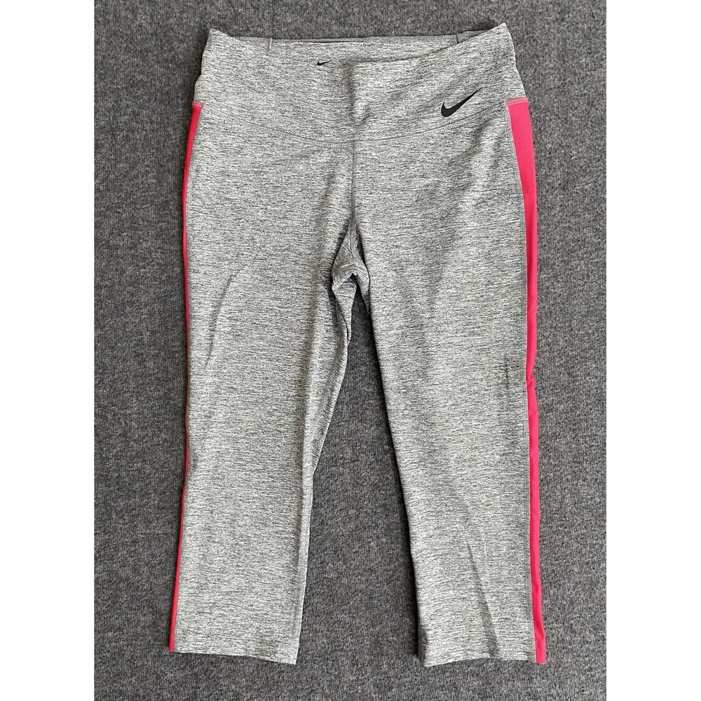Nike Dri-Fit Gray Pink Stripe Yoga Capri Cropped Pants Mens Size M